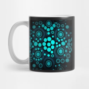 Glowing blue polka dots design Mug